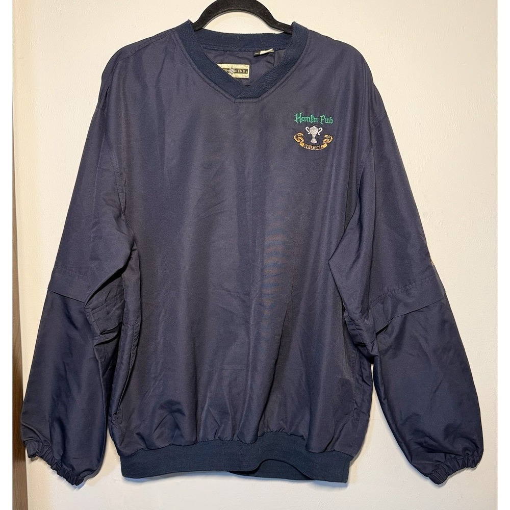 North End Greystone Golf Pullover Windbreaker Hamlin Pub Mens Large Navy - Picture 2 of 11
